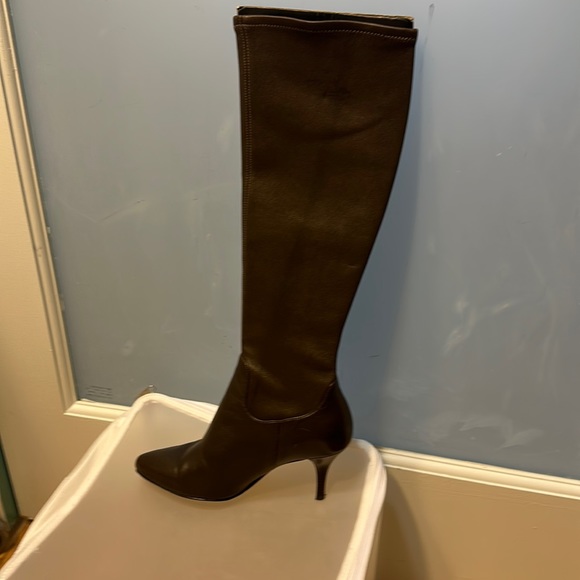 Cole Haan NikeAir Pull On knee high stretch leather Boots Chocolate brown size 6 - Picture 1 of 9